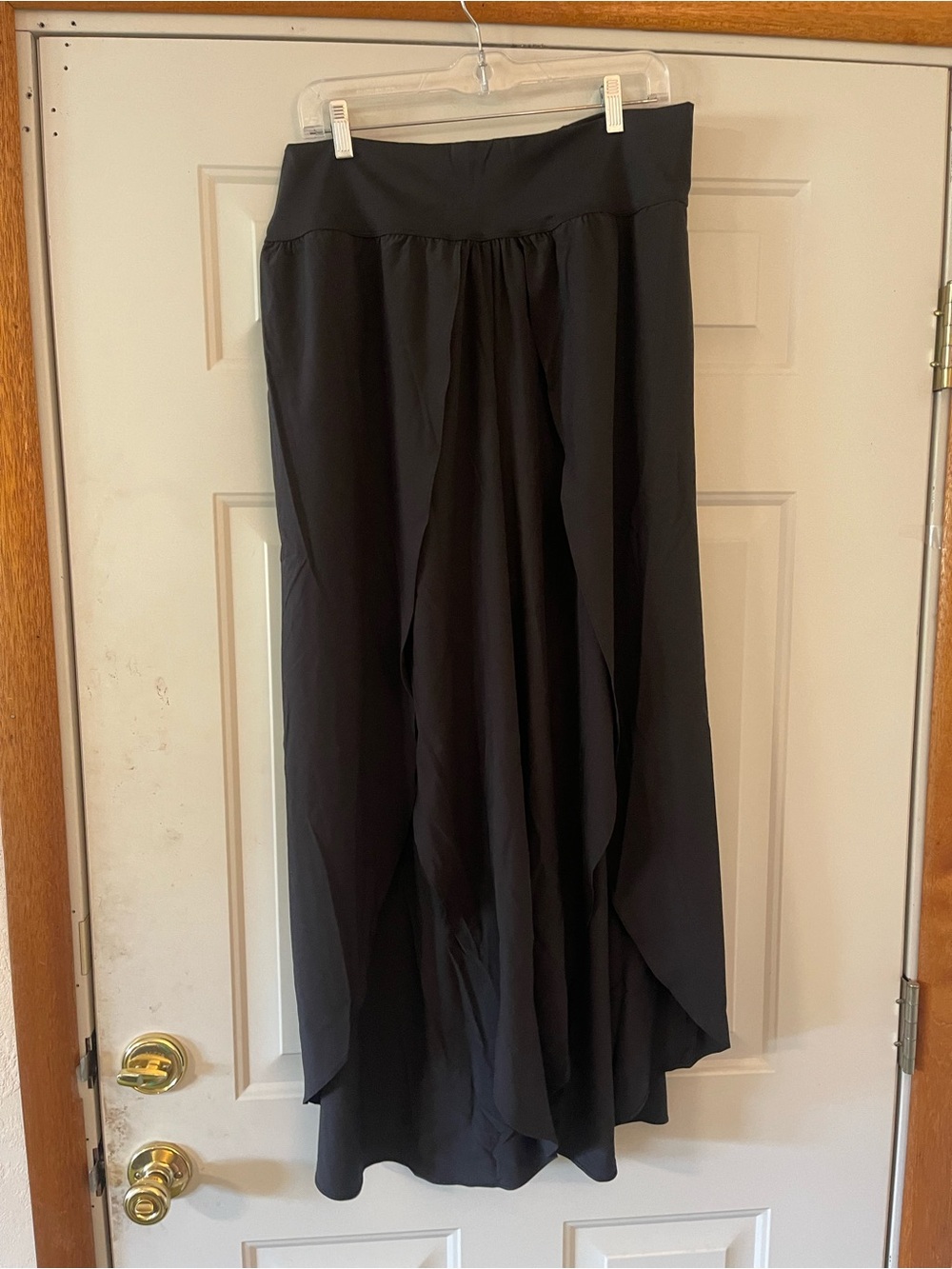 Halara High Waisted Back Palazzo Flowy Split Wide Leg Casual Pants 1X Black